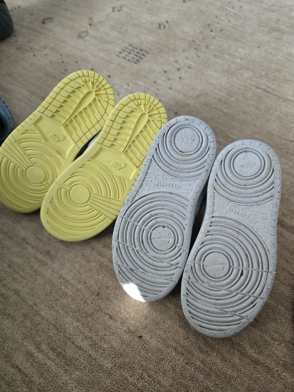 Nike Kids White Sneakers with Pale Yellow Outsole Accent $22 For Both